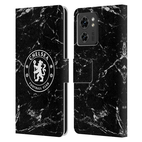 Chelsea Football Club Crest Black Marble Leather Book Wallet Case Cover For Motorola Moto Edge 40