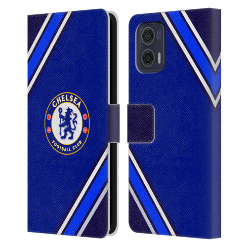 Chelsea Football Club Crest Stripes Leather Book Wallet Case Cover For Motorola Moto G73 5G