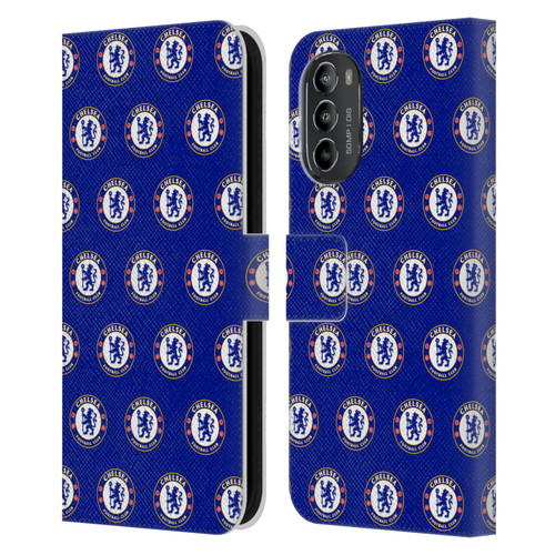 Chelsea Football Club Crest Pattern Leather Book Wallet Case Cover For Motorola Moto G82 5G
