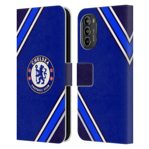 Chelsea Football Club Crest Stripes Leather Book Wallet Case Cover For Motorola Moto G82 5G