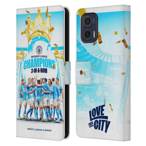 Manchester City Man City FC 2023 Champions Team Poster Leather Book Wallet Case Cover For Motorola Moto G73 5G