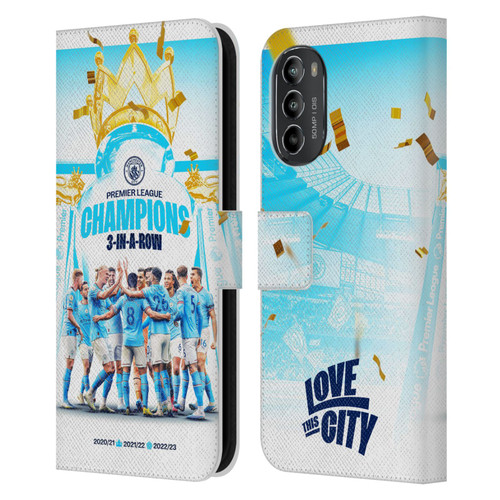 Manchester City Man City FC 2023 Champions Team Poster Leather Book Wallet Case Cover For Motorola Moto G82 5G