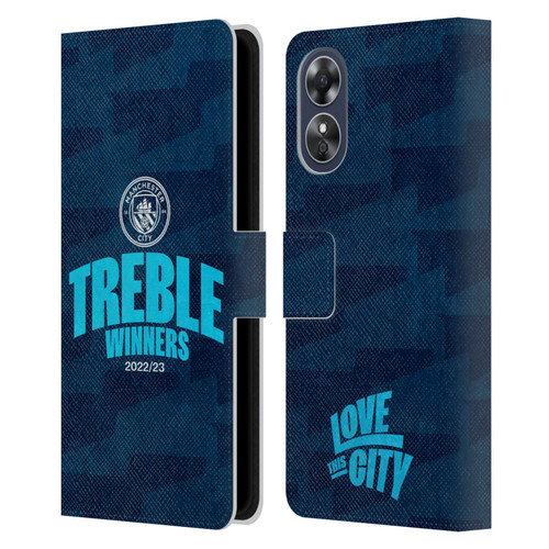 Manchester City Man City FC 2023 Treble Winners Graphics Leather Book Wallet Case Cover For OPPO A17