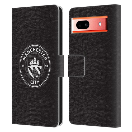 Manchester City Man City FC Badge Black White Mono Leather Book Wallet Case Cover For Google Pixel 7a