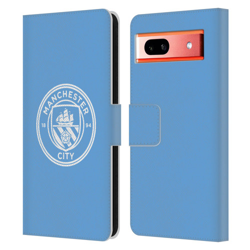 Manchester City Man City FC Badge Blue White Mono Leather Book Wallet Case Cover For Google Pixel 7a