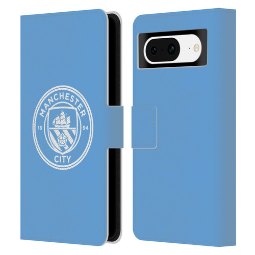 Manchester City Man City FC Badge Blue White Mono Leather Book Wallet Case Cover For Google Pixel 8