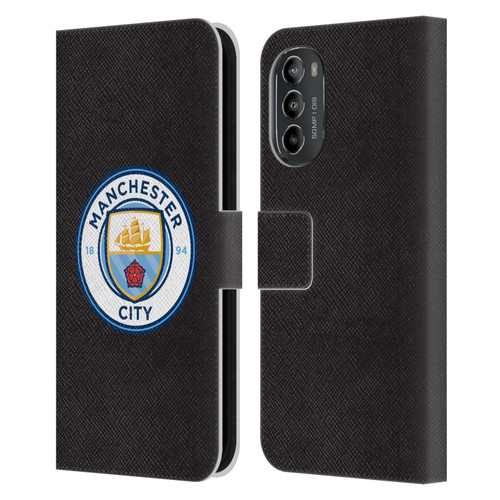 Manchester City Man City FC Badge Black Full Colour Leather Book Wallet Case Cover For Motorola Moto G82 5G