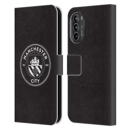 Manchester City Man City FC Badge Black White Mono Leather Book Wallet Case Cover For Motorola Moto G82 5G