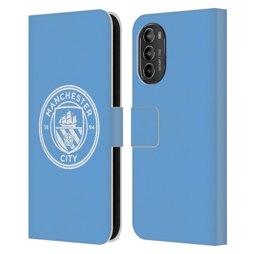 Manchester City Man City FC Badge Blue White Mono Leather Book Wallet Case Cover For Motorola Moto G82 5G