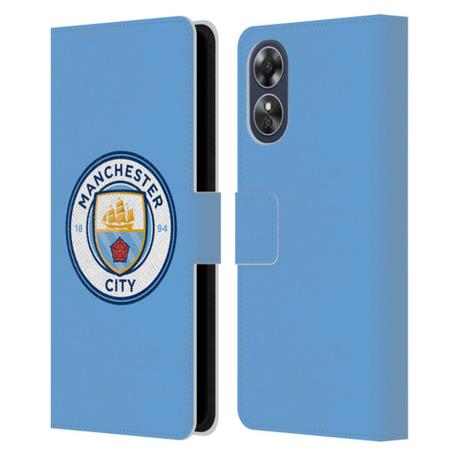 Manchester City Man City FC Badge Blue Full Colour Leather Book Wallet Case Cover For OPPO A17