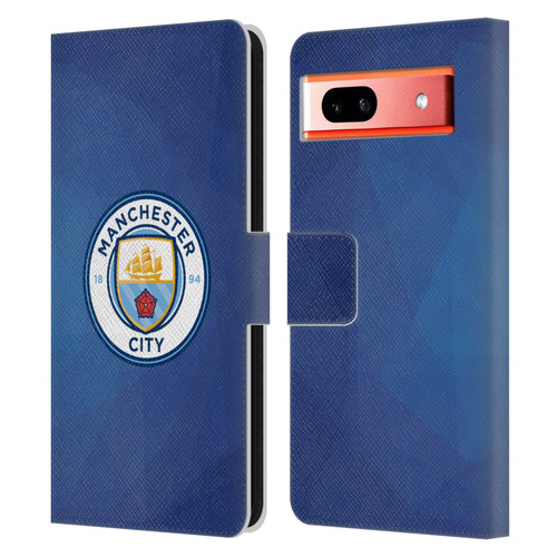 Manchester City Man City FC Badge Geometric Obsidian Full Colour Leather Book Wallet Case Cover For Google Pixel 7a