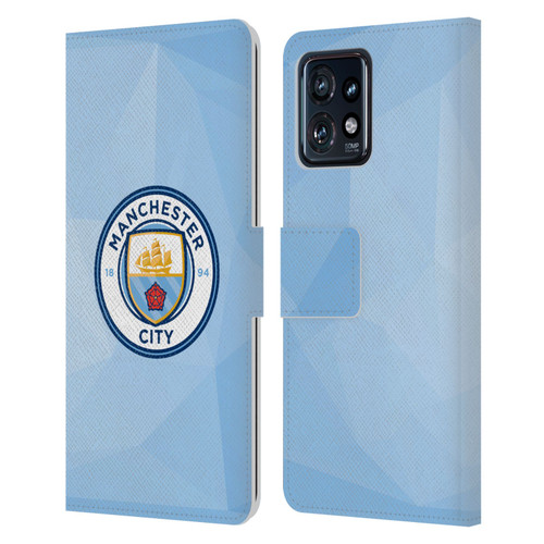 Manchester City Man City FC Badge Geometric Blue Full Colour Leather Book Wallet Case Cover For Motorola Moto Edge 40 Pro