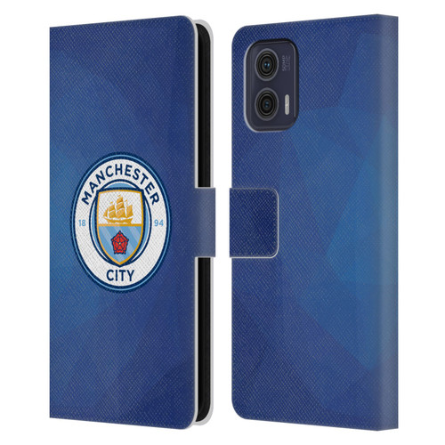 Manchester City Man City FC Badge Geometric Obsidian Full Colour Leather Book Wallet Case Cover For Motorola Moto G73 5G