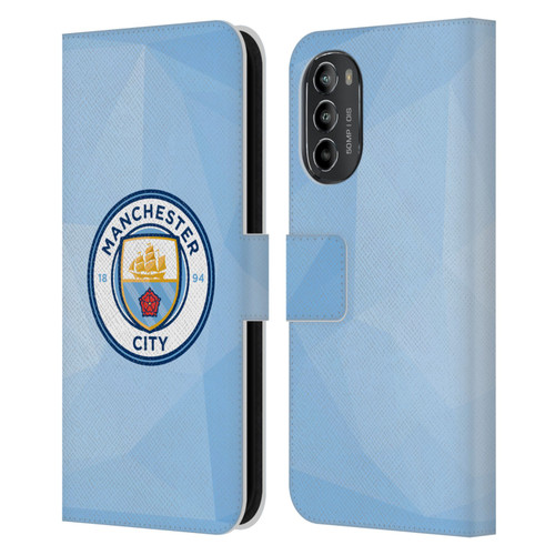 Manchester City Man City FC Badge Geometric Blue Full Colour Leather Book Wallet Case Cover For Motorola Moto G82 5G