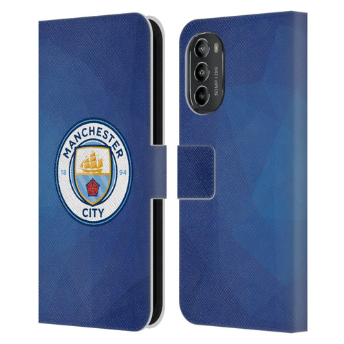 Manchester City Man City FC Badge Geometric Obsidian Full Colour Leather Book Wallet Case Cover For Motorola Moto G82 5G