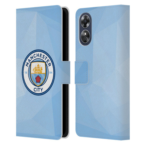 Manchester City Man City FC Badge Geometric Blue Full Colour Leather Book Wallet Case Cover For OPPO A17