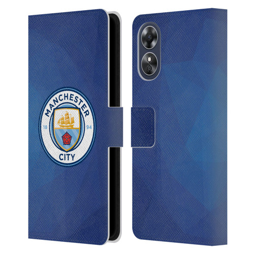 Manchester City Man City FC Badge Geometric Obsidian Full Colour Leather Book Wallet Case Cover For OPPO A17