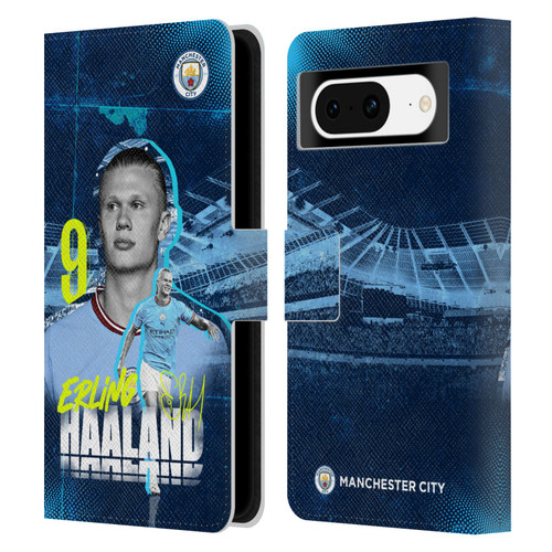 Manchester City Man City FC 2022/23 First Team Erling Haaland Leather Book Wallet Case Cover For Google Pixel 8