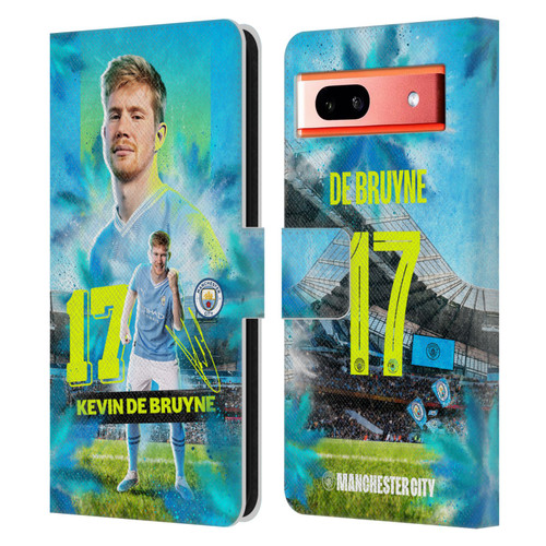 Manchester City Man City FC 2023/24 First Team Kevin De Bruyne Leather Book Wallet Case Cover For Google Pixel 7a