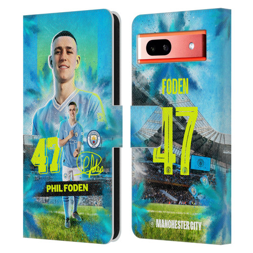 Manchester City Man City FC 2023/24 First Team Phil Foden Leather Book Wallet Case Cover For Google Pixel 7a