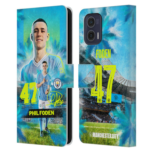 Manchester City Man City FC 2023/24 First Team Phil Foden Leather Book Wallet Case Cover For Motorola Moto G73 5G