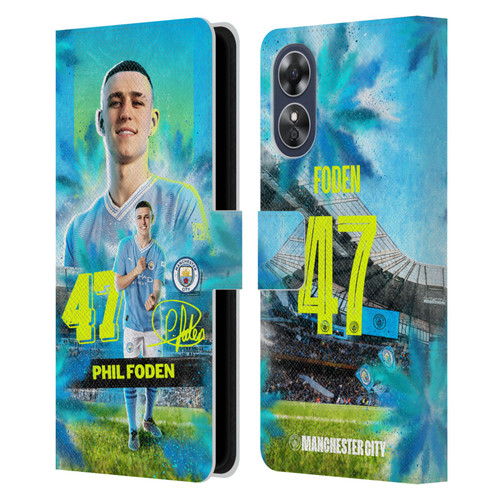 Manchester City Man City FC 2023/24 First Team Phil Foden Leather Book Wallet Case Cover For OPPO A17