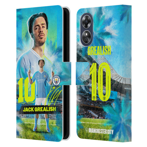 Manchester City Man City FC 2023/24 First Team Jack Grealish Leather Book Wallet Case Cover For OPPO A17