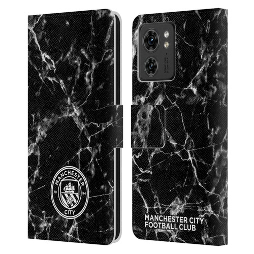 Manchester City Man City FC Marble Badge Black White Mono Leather Book Wallet Case Cover For Motorola Moto Edge 40/Edge (2023)