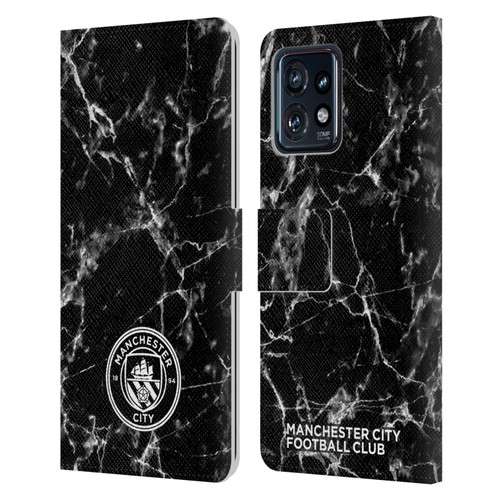 Manchester City Man City FC Marble Badge Black White Mono Leather Book Wallet Case Cover For Motorola Moto Edge 40 Pro