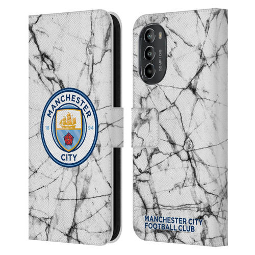 Manchester City Man City FC Marble Badge Full Colour Leather Book Wallet Case Cover For Motorola Moto G82 5G