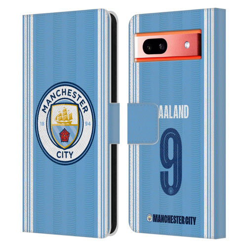 Manchester City Man City FC 2023/24 Players Home Kit Erling Haaland Leather Book Wallet Case Cover For Google Pixel 7a