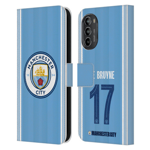 Manchester City Man City FC 2023/24 Players Home Kit Kevin De Bruyne Leather Book Wallet Case Cover For Motorola Moto G82 5G