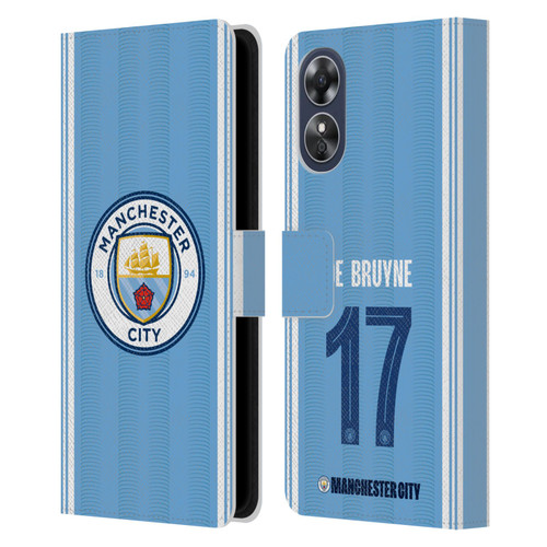 Manchester City Man City FC 2023/24 Players Home Kit Kevin De Bruyne Leather Book Wallet Case Cover For OPPO A17