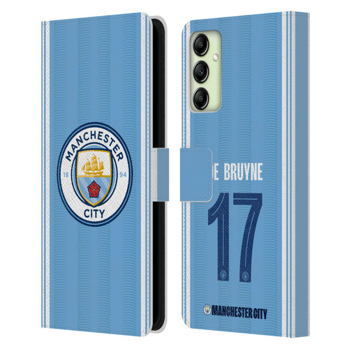 Manchester City Man City FC 2023/24 Players Home Kit Kevin De Bruyne Leather Book Wallet Case Cover For Samsung Galaxy A14 5G