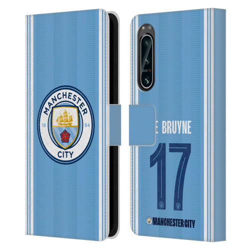 Manchester City Man City FC 2023/24 Players Home Kit Kevin De Bruyne Leather Book Wallet Case Cover For Sony Xperia 5 IV