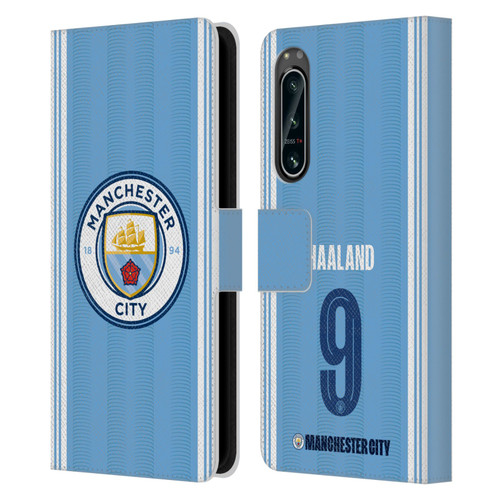 Manchester City Man City FC 2023/24 Players Home Kit Erling Haaland Leather Book Wallet Case Cover For Sony Xperia 5 IV