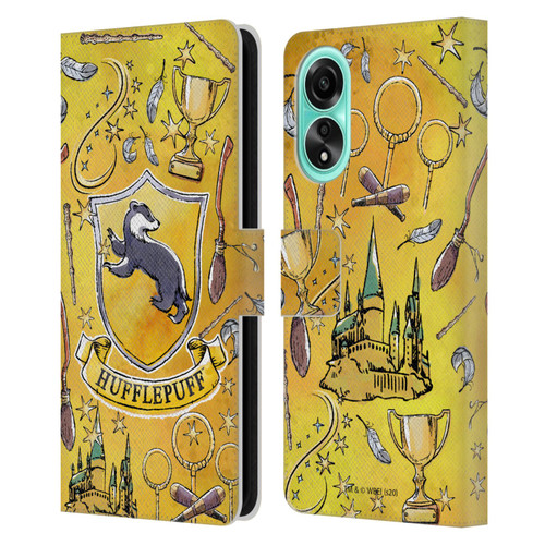 Harry Potter Deathly Hallows XIII Hufflepuff Pattern Leather Book Wallet Case Cover For OPPO A78 4G