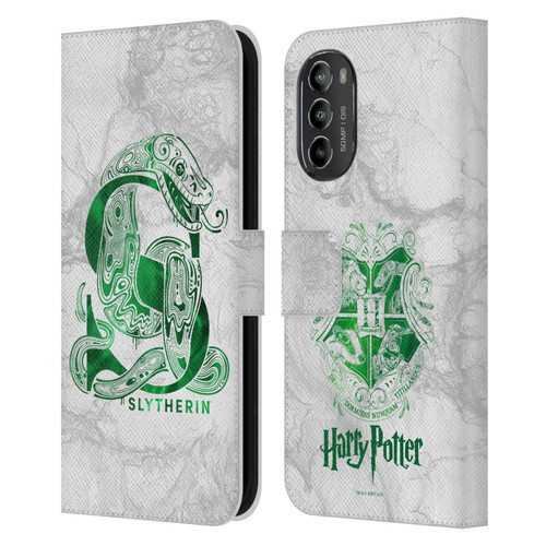 Harry Potter Deathly Hallows IX Slytherin Aguamenti Leather Book Wallet Case Cover For Motorola Moto G82 5G