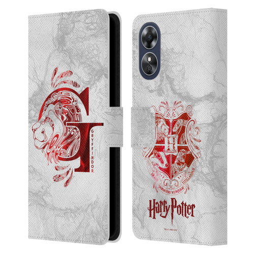 Harry Potter Deathly Hallows IX Gryffindor Aguamenti Leather Book Wallet Case Cover For OPPO A17