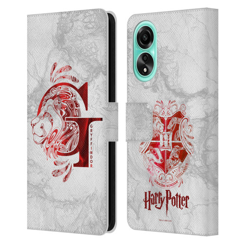 Harry Potter Deathly Hallows IX Gryffindor Aguamenti Leather Book Wallet Case Cover For OPPO A78 4G