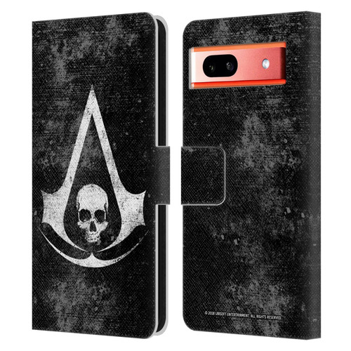 Assassin's Creed Black Flag Logos Grunge Leather Book Wallet Case Cover For Google Pixel 7a
