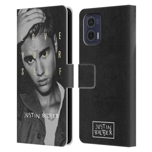 Justin Bieber Purpose B&w Love Yourself Leather Book Wallet Case Cover For Motorola Moto G73 5G