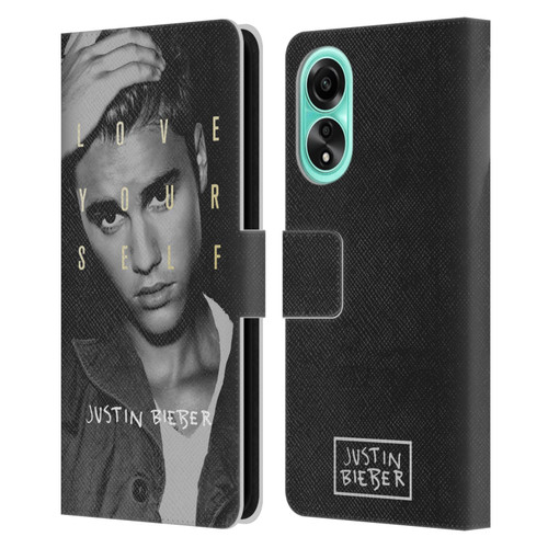 Justin Bieber Purpose B&w Love Yourself Leather Book Wallet Case Cover For OPPO A78 4G