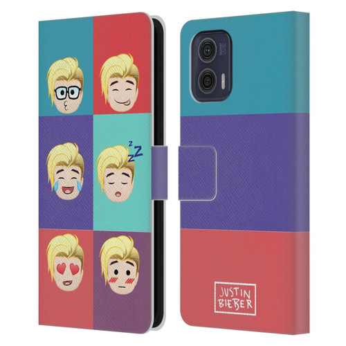 Justin Bieber Justmojis Cute Faces Leather Book Wallet Case Cover For Motorola Moto G73 5G