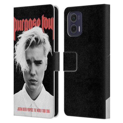 Justin Bieber Tour Merchandise Purpose Poster Leather Book Wallet Case Cover For Motorola Moto G73 5G