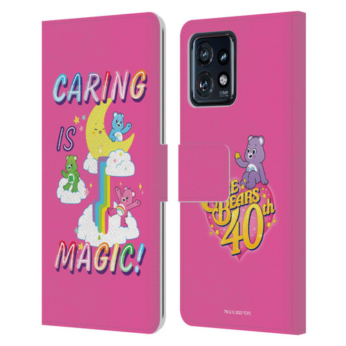 Care Bears 40th Anniversary Caring Is Magic Leather Book Wallet Case Cover For Motorola Moto Edge 40 Pro