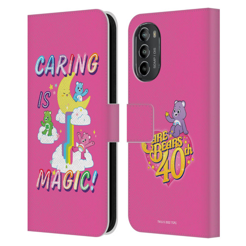 Care Bears 40th Anniversary Caring Is Magic Leather Book Wallet Case Cover For Motorola Moto G82 5G