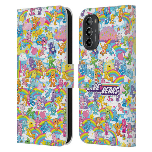 Care Bears 40th Anniversary Rainbow Leather Book Wallet Case Cover For Motorola Moto G82 5G