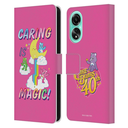 Care Bears 40th Anniversary Caring Is Magic Leather Book Wallet Case Cover For OPPO A78 4G
