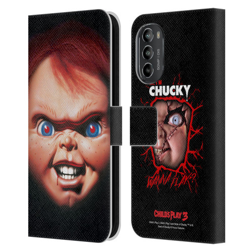 Child's Play III Key Art Doll Illustration Leather Book Wallet Case Cover For Motorola Moto G82 5G